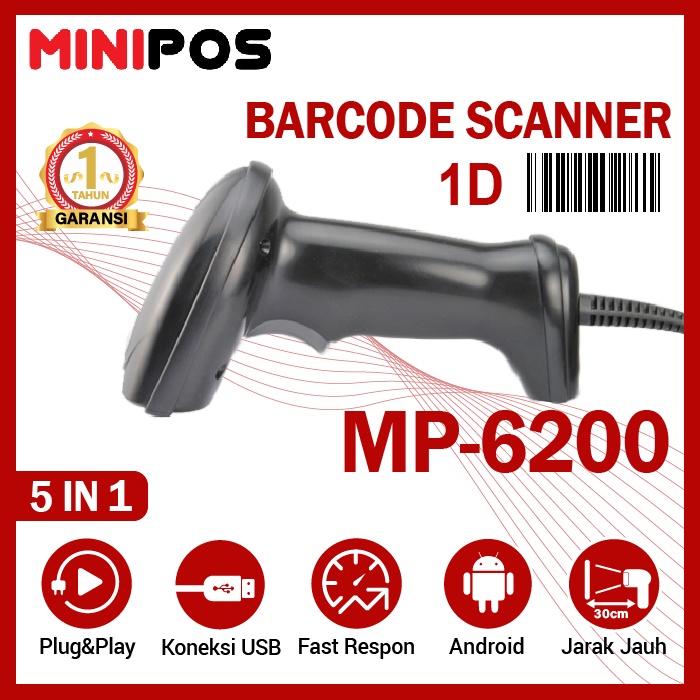 Jual Barcode Scanner 1D MiniPOS MP6200 Manual Shopee Indonesia