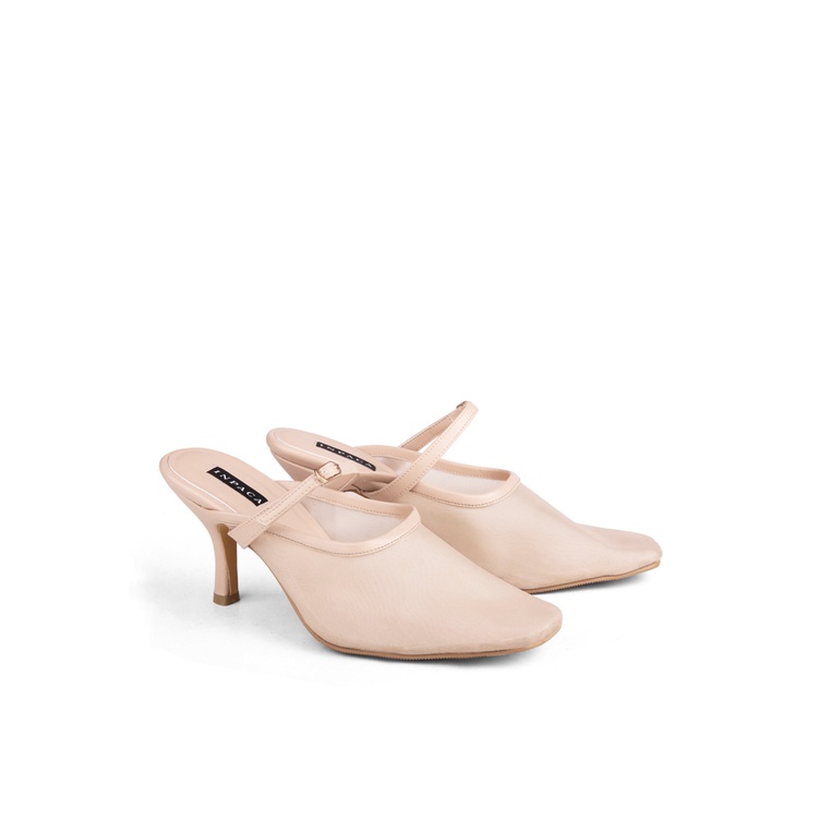 Jual INPACA Kim Mesh Mule Party Heels in Nude | Shopee Indonesia