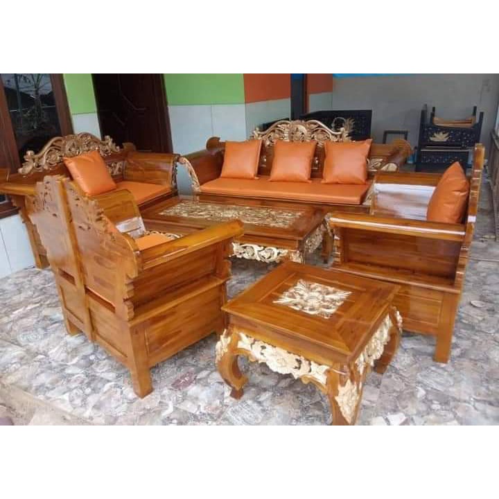 Jual Kursi Tamu Madura Jati Kursi Ruang Tamu Kayu Shopee Indonesia