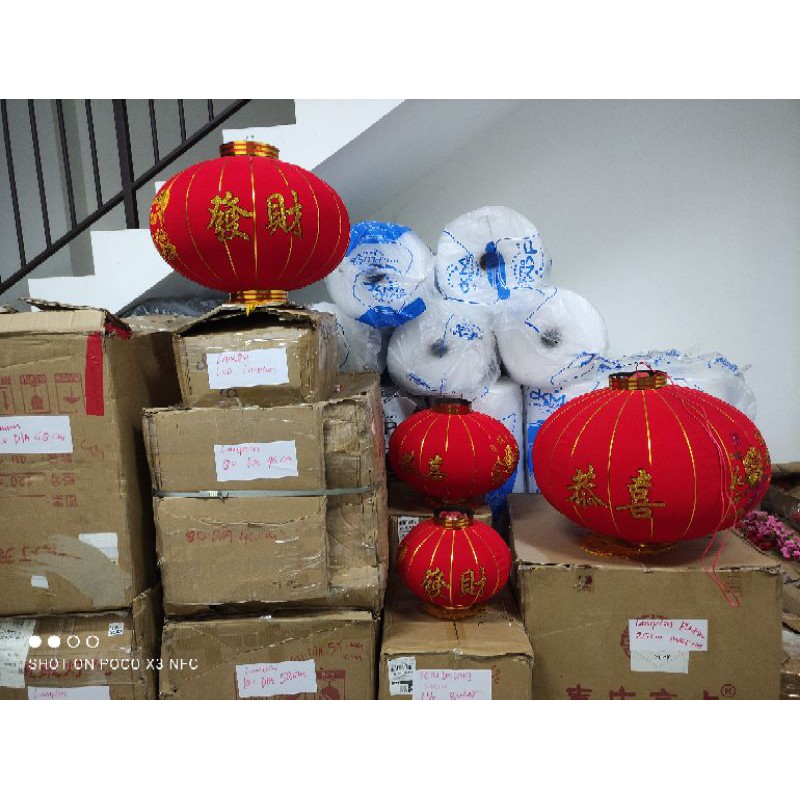 Jual lampion imlek bahan bludru 46 cm diameter tanpa lampu satuan ...