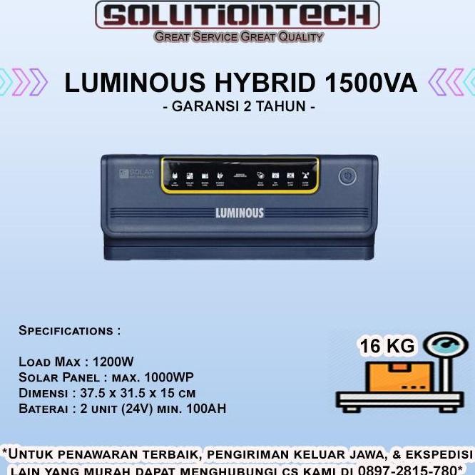 Jual Tenaga Surya Luminous Inverter Hybrid 1500Va Pure Sine Wave Us ...
