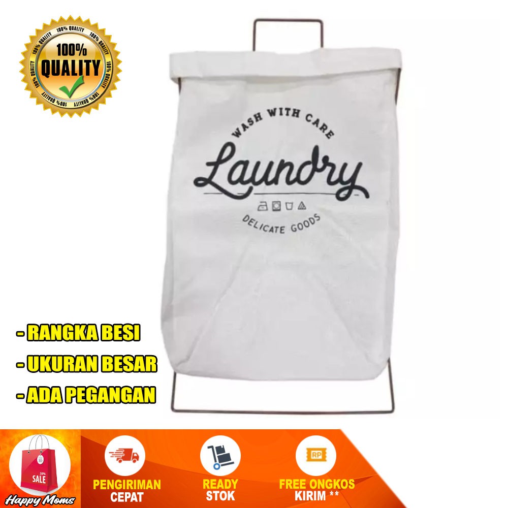 Jual Keranjang Baju Kotor Keranjang Pakaian Kotor Keranjang Laundry Bag Rangka Besi Tulisan 8028