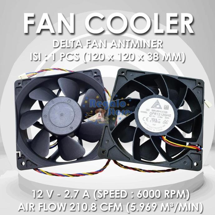 Jual kipas fan cooler 6000rpm delta antminer 120 mm mining rig bitmain