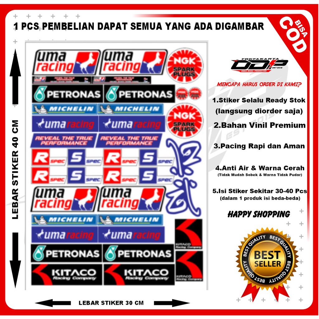 Jual Aksesoris Sticker Pack Ukuran A Stiker Pack Racing Viral Banyak