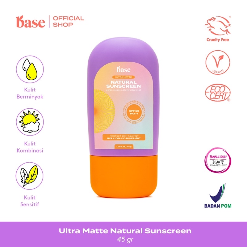 Jual BASE Ultra Matte Natural Sunscreen SPF 50 PA+++ (45g) | Shopee ...