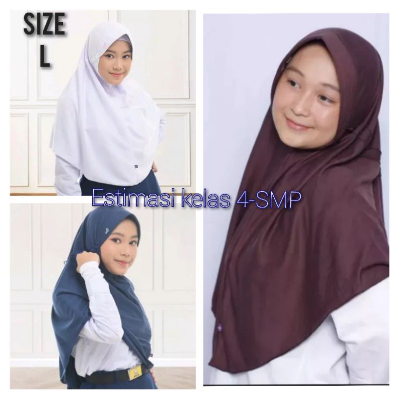 Jual Kerudung Sekolah Anak/Jilbab Sekolah UKURAN (L) SERUT RABBANI PITA ...