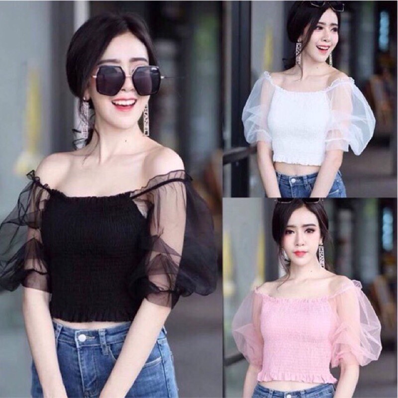 Jual Baju Atasan Sabrina Irise SHOPIA Sabrina Crop Top Blouse Blus ...