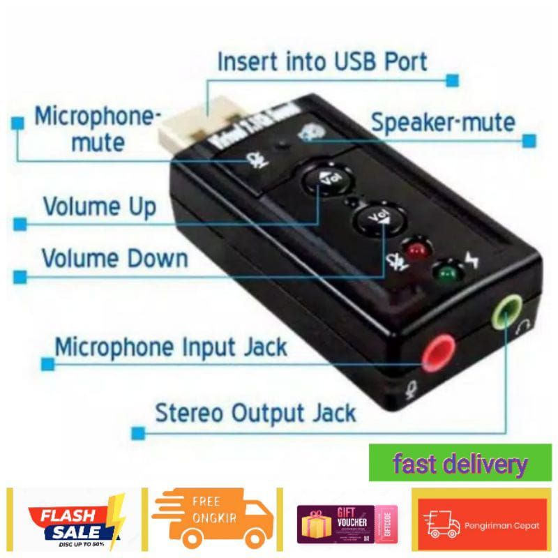 Jual Sound card Usb 7.1 chanel Audio Conventer Pc Laptop | Shopee Indonesia