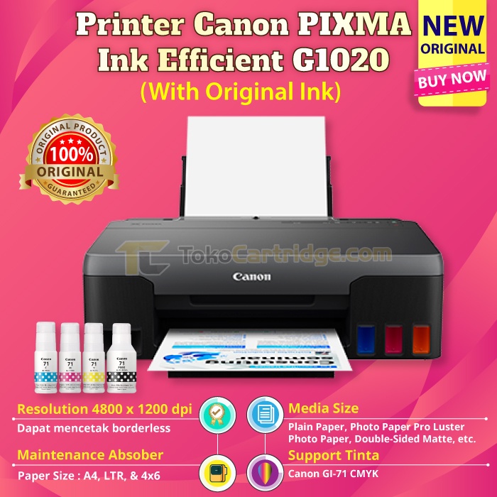 Jual Printer Inkjet Canon Pixma G1010 Inktank System New Original Resmi Penerus G1000 Ink Tank 6266
