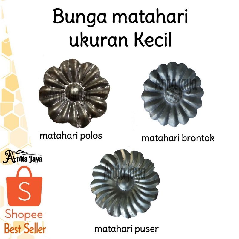 Jual bunga matahari ukuran KECiL ornamen tralis pagar besi tempa