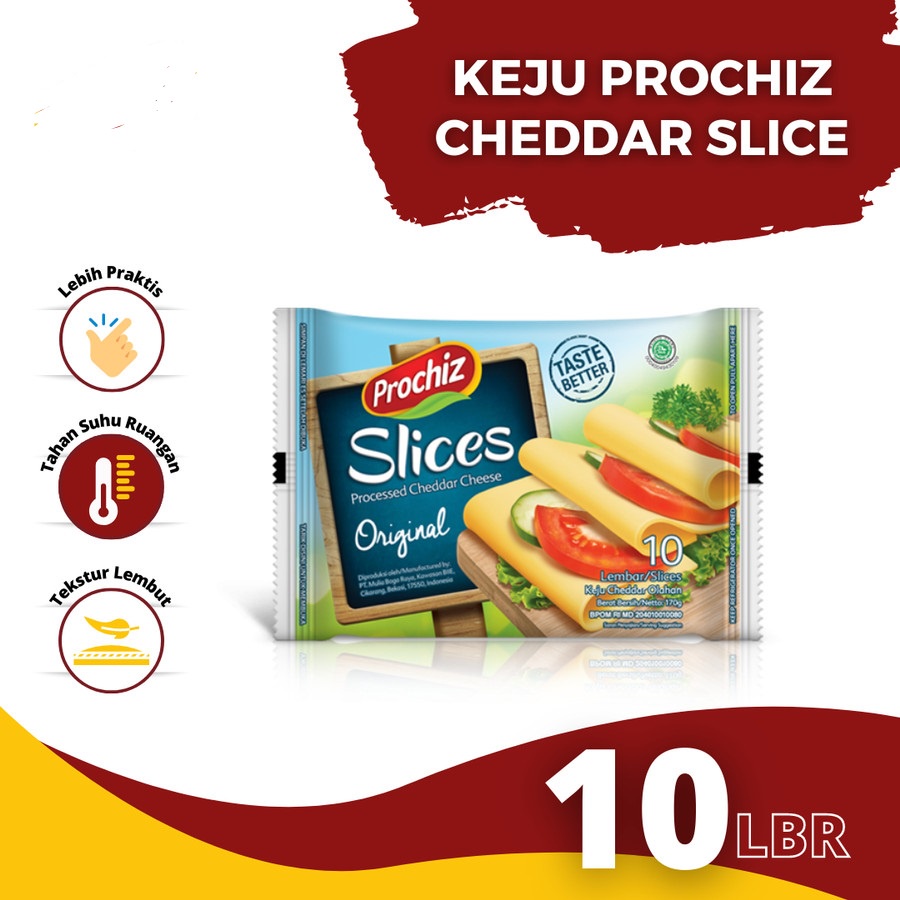 Jual CHEDDAR CHEESE SLICE PROCHIZ ISI 10 KEJU LEMBARAN HALAL Shopee