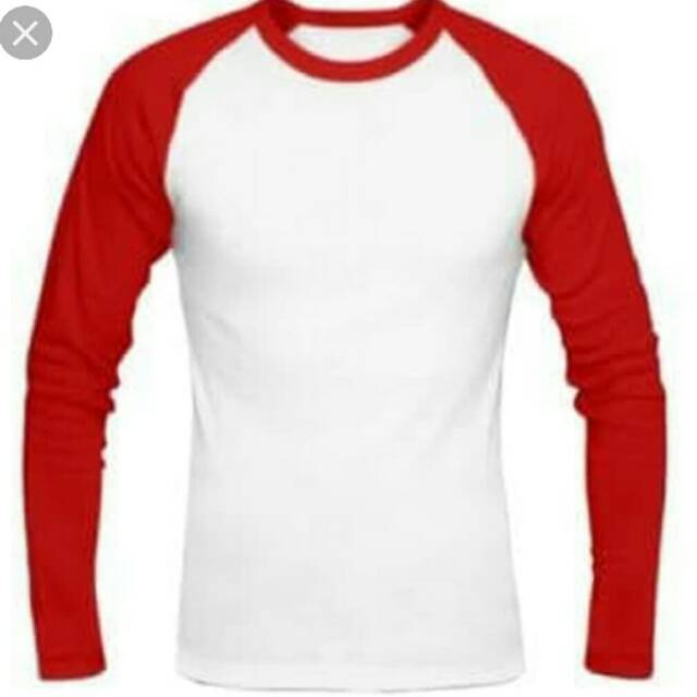 Jual Kaos Polos Lengan Panjang Raglan Merah Putih Shopee Indonesia 