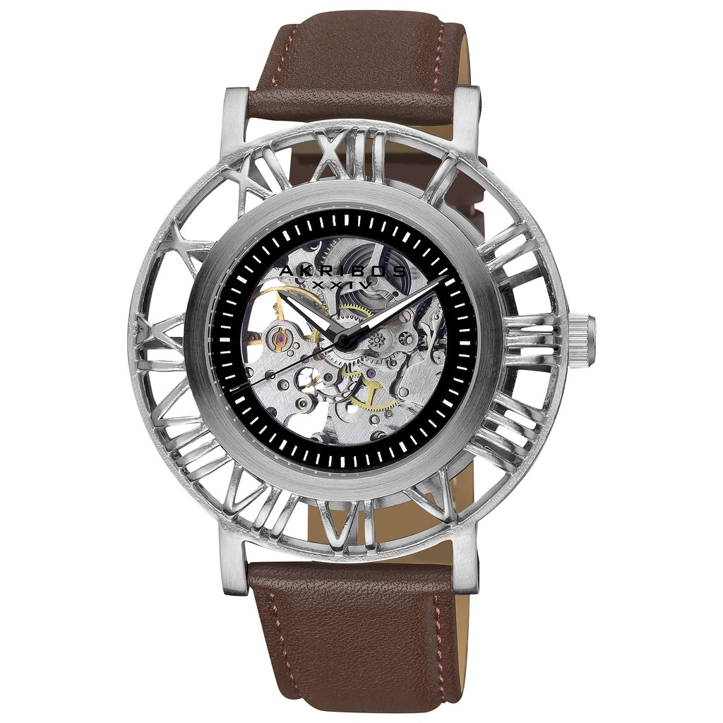 Jam Tangan Pria Automatic Analog Akribos XXIV Black Str Watch Skeleton Dial  AK551