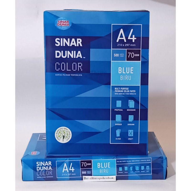 Jual Kertas Warna A4 70 Gsm Biru Sinar Dunia | Shopee Indonesia