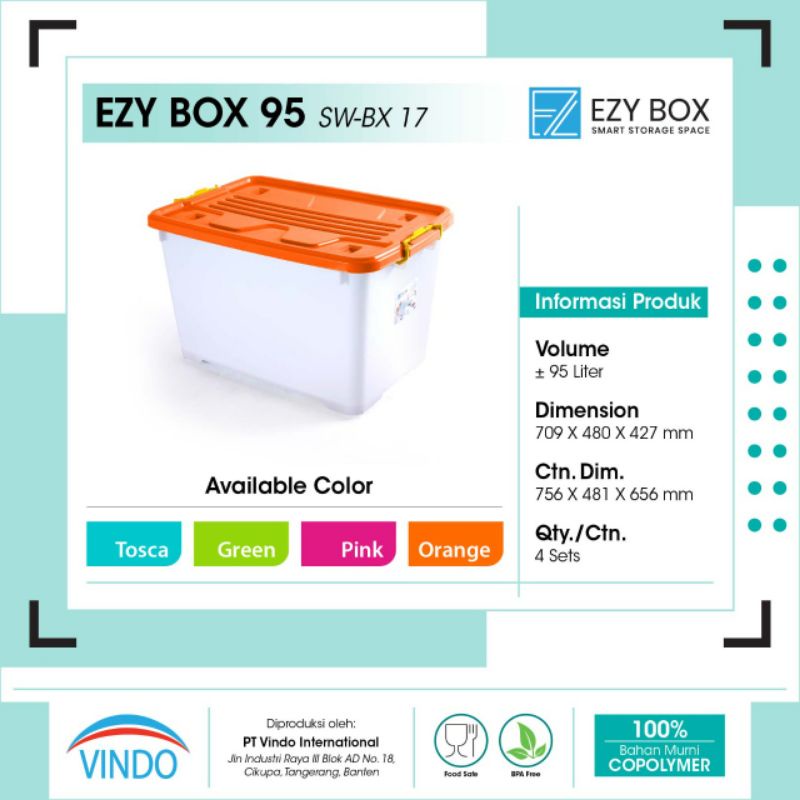 Jual Container box /Kotak penyimpanan ezy box cb 95L vindo biggy ...