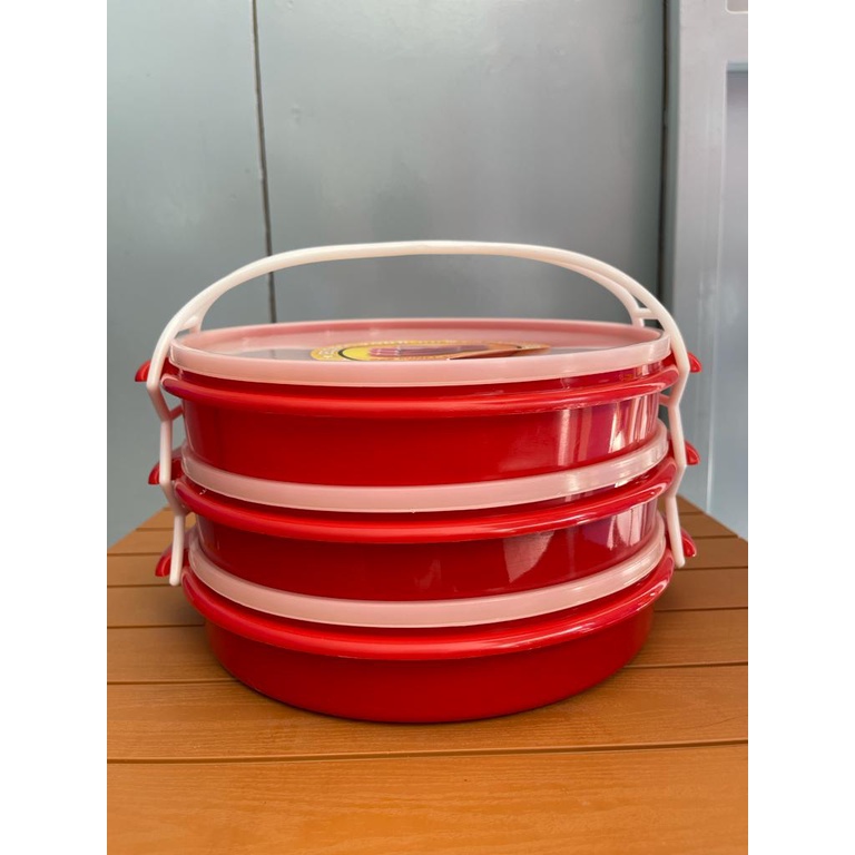 Jual Rantang Catering susun 3 bulat plastik/Rantang 3 susun/catering ...