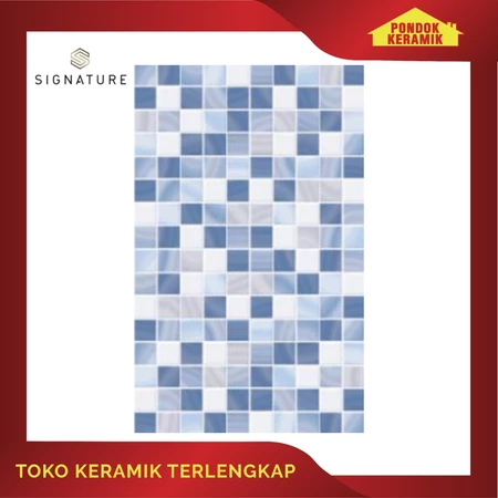 Keramik Dinding Signature 25x40 Valino Blue / Motif kotak kotak