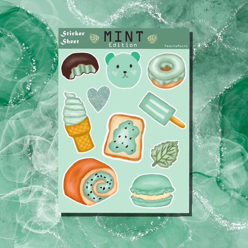Jual Mint dessert sticker sheet edition kisscut sticker seal sticker ...