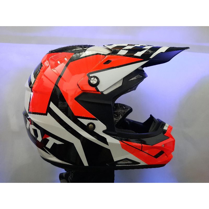 Jual Kyt Helm Cross Over Motif Super Fluo Black White Red Fluo Shopee