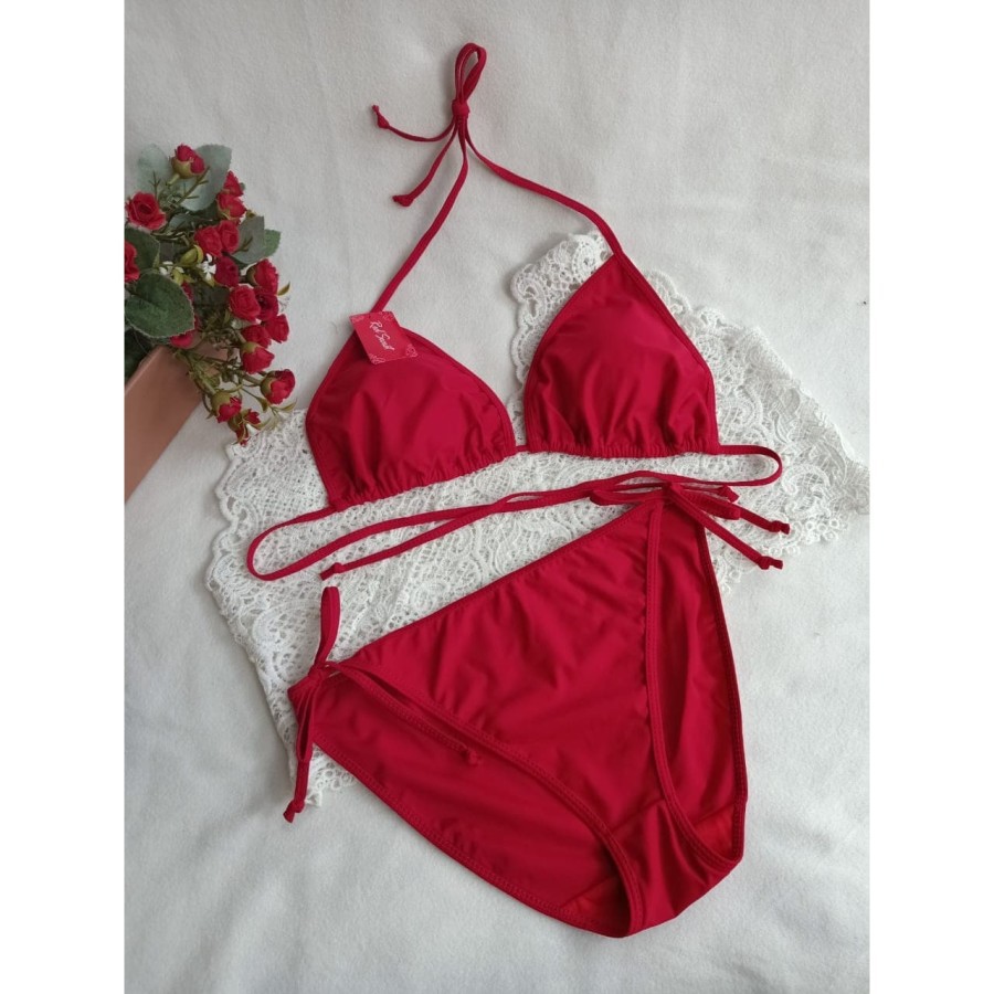 Jual Pakaian Renang Wanita 01 Bikini Pantai Merah Sexy Shopee Indonesia 6302