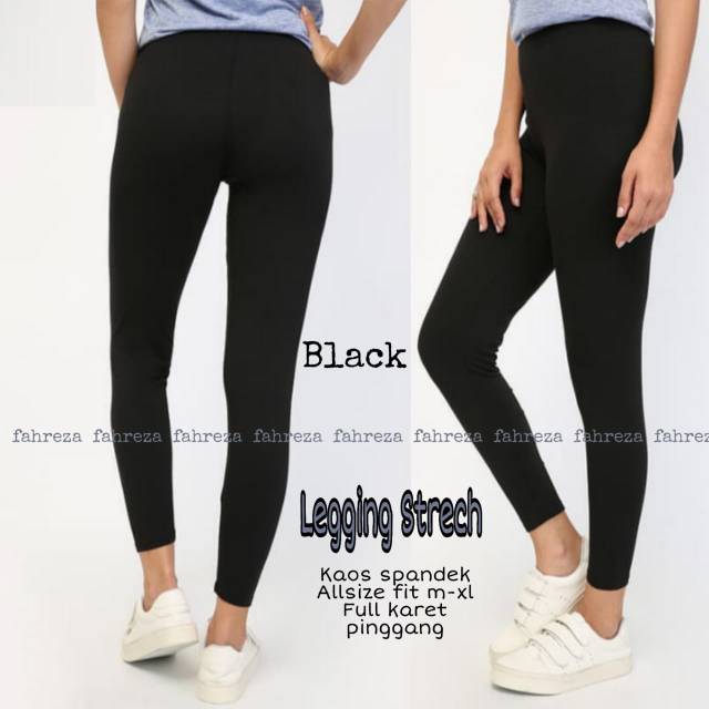 Seluar Legging Wanita Adult Premium BLACK Cotton Spandex Legging M