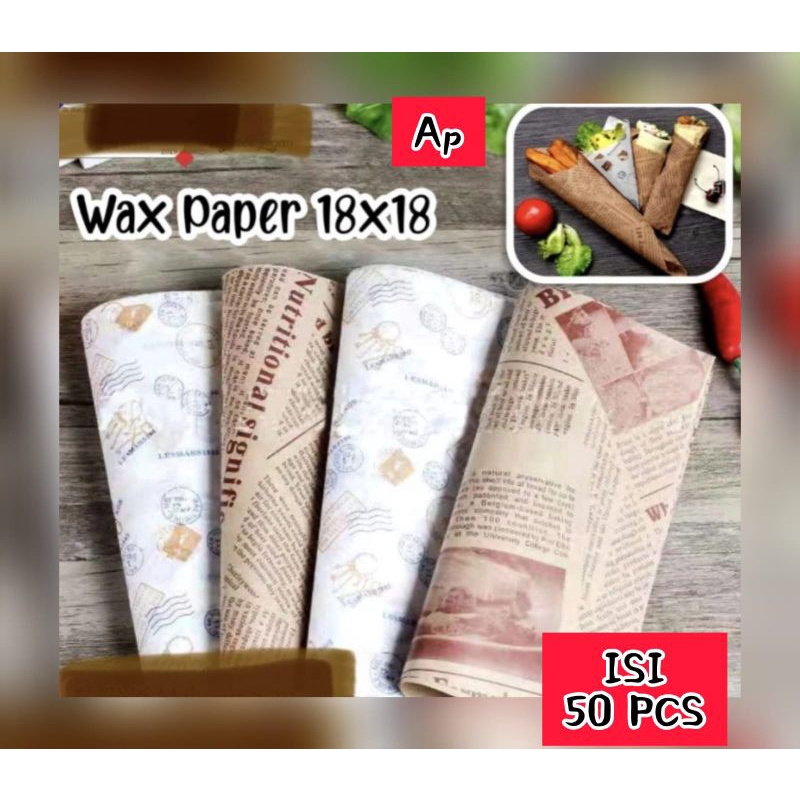 Jual Wax Paper / Baking Paper Motif uk 18 x 18 cm 50 PCS. LEBIH TEBAL