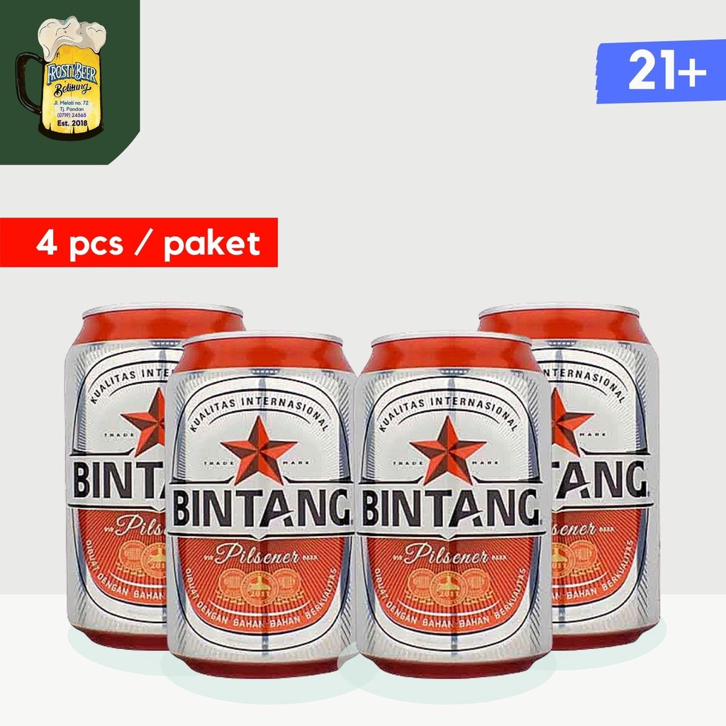 Jual Bintang Beer 320 ml Can - Bir Bintang Kaleng kecil 4 Pack - Isi 4 ...