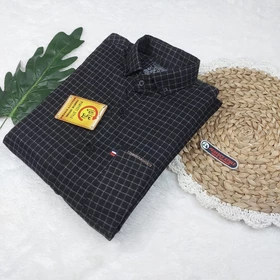 PERFECT STYLE Kemeja Flanel Pria Premium Lengan Panjang Motif Kotak Kecil Abu