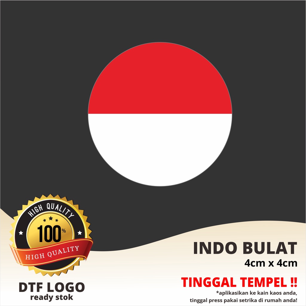 Jual Logo indonesia DTF INDO BULAT sablon bendera indonesia cutting