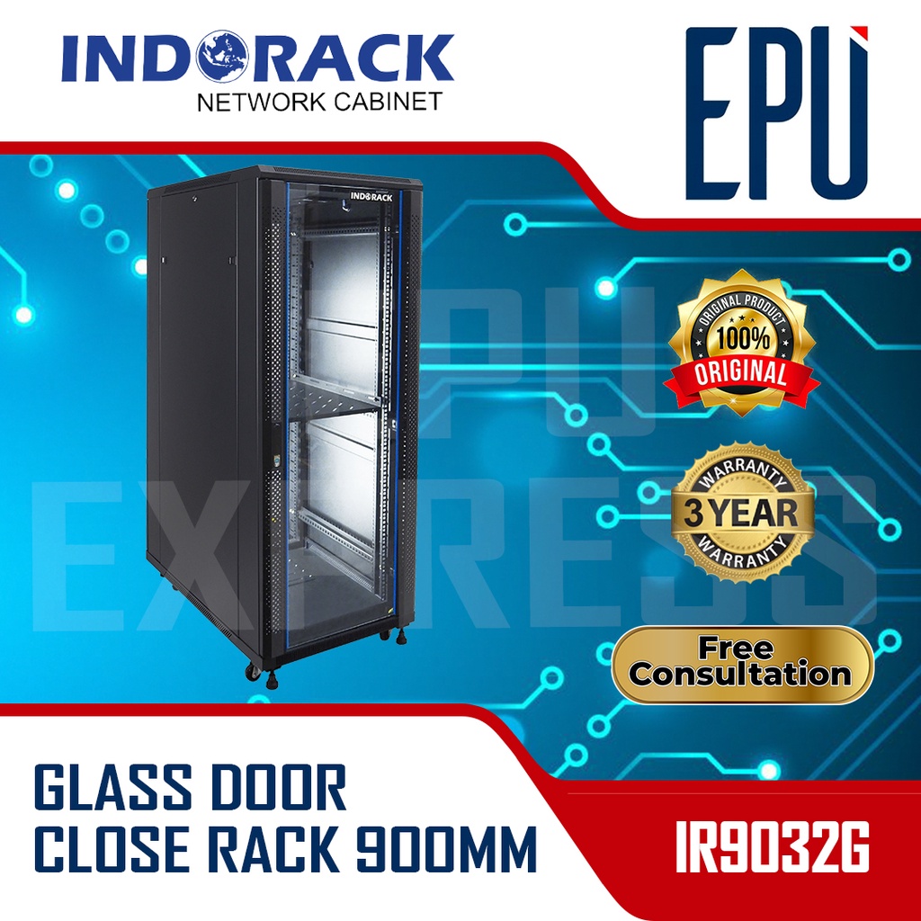 Jual CLOSE RACK INDORACK IR9032G - RAK SERVER 32U 900MM 19 INCH GLASS ...