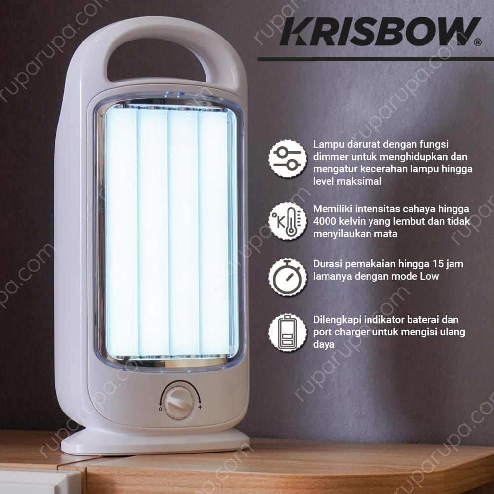 Jual KRISBOW EMERGENCY LAMP 160 LED Teknologi Dimmer/ Lampu Darurat ...