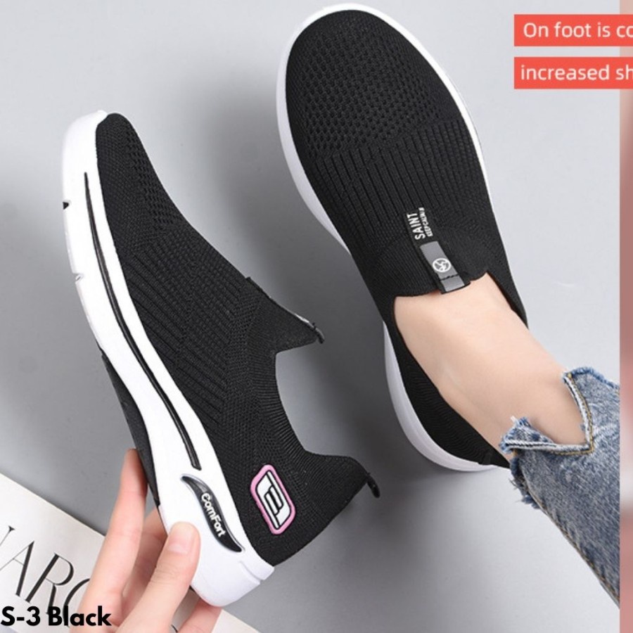 Jual SEPATU KETS SNEAKERS TANPA TALI WANITA NYAMAN IMPORT BREATHABLE ...