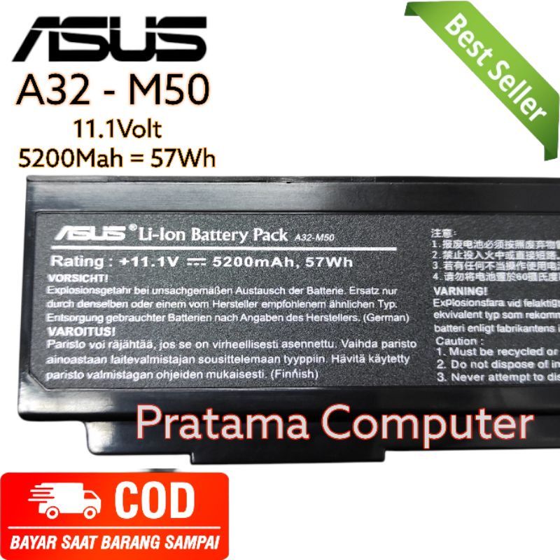 Jual Baterai Battery Laptop ASUS Model A32-M50 5200Mah 57Wh