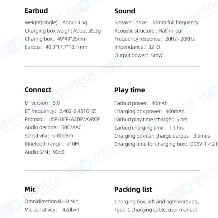 Jual C.O.D. Mifa X17 True Wireless Headset Bluetooth 5.0 Stereo Sound