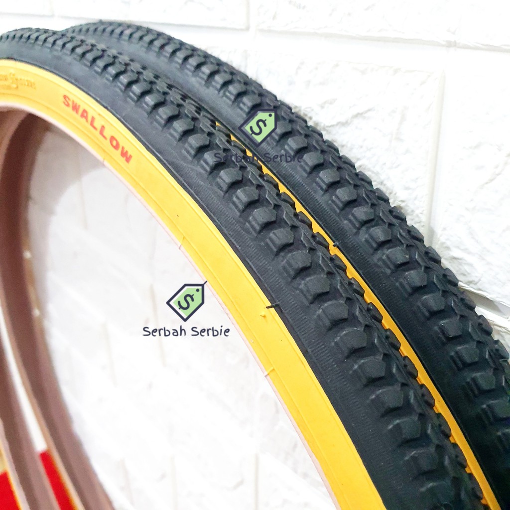 Jual BAN LUAR SEPEDA 24X1 3/8 SWALLOW 540 24 X 1 3 per 8 ⅜ HITAM KUNING ...