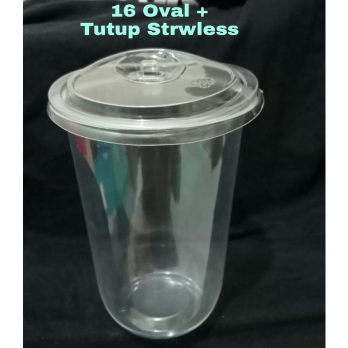 Jual Gelas Plastik Pp16oz Oval7 Gramm Cuptutup Strawless Lid Tutup Cup Starbucks Diameter 91 9425