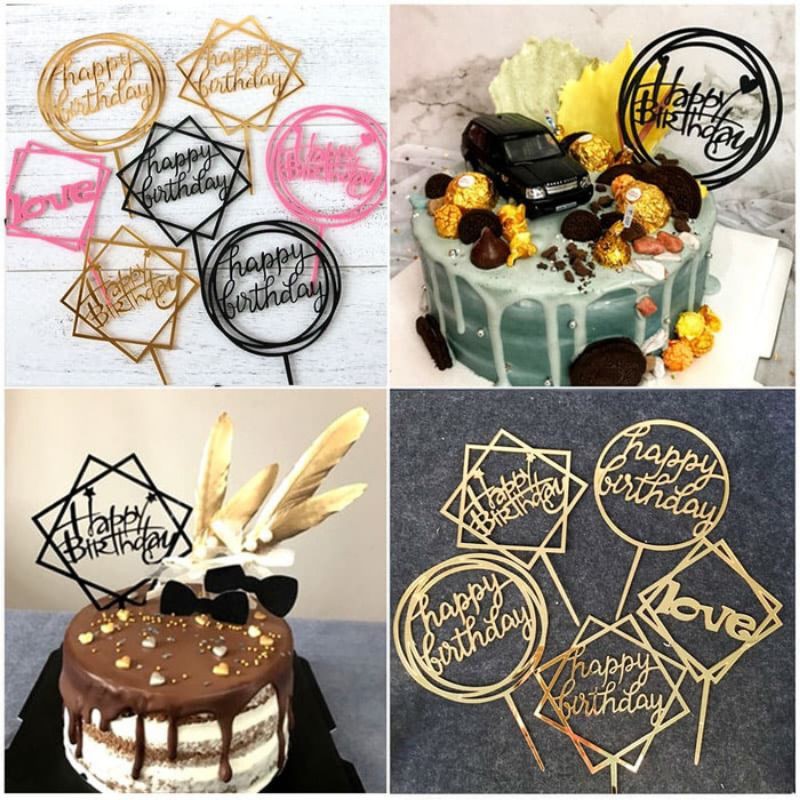 Jual Topper kue Happy Birthday tusukan kue ulang tahun warna kuning ...