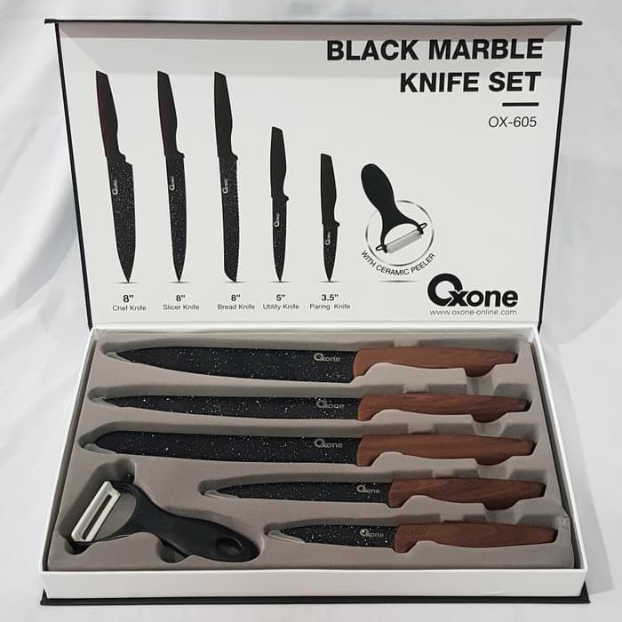 Jual Oxone Black Marble Knife Set ox-605 pisau set 100% ORIGINAL FREE ...