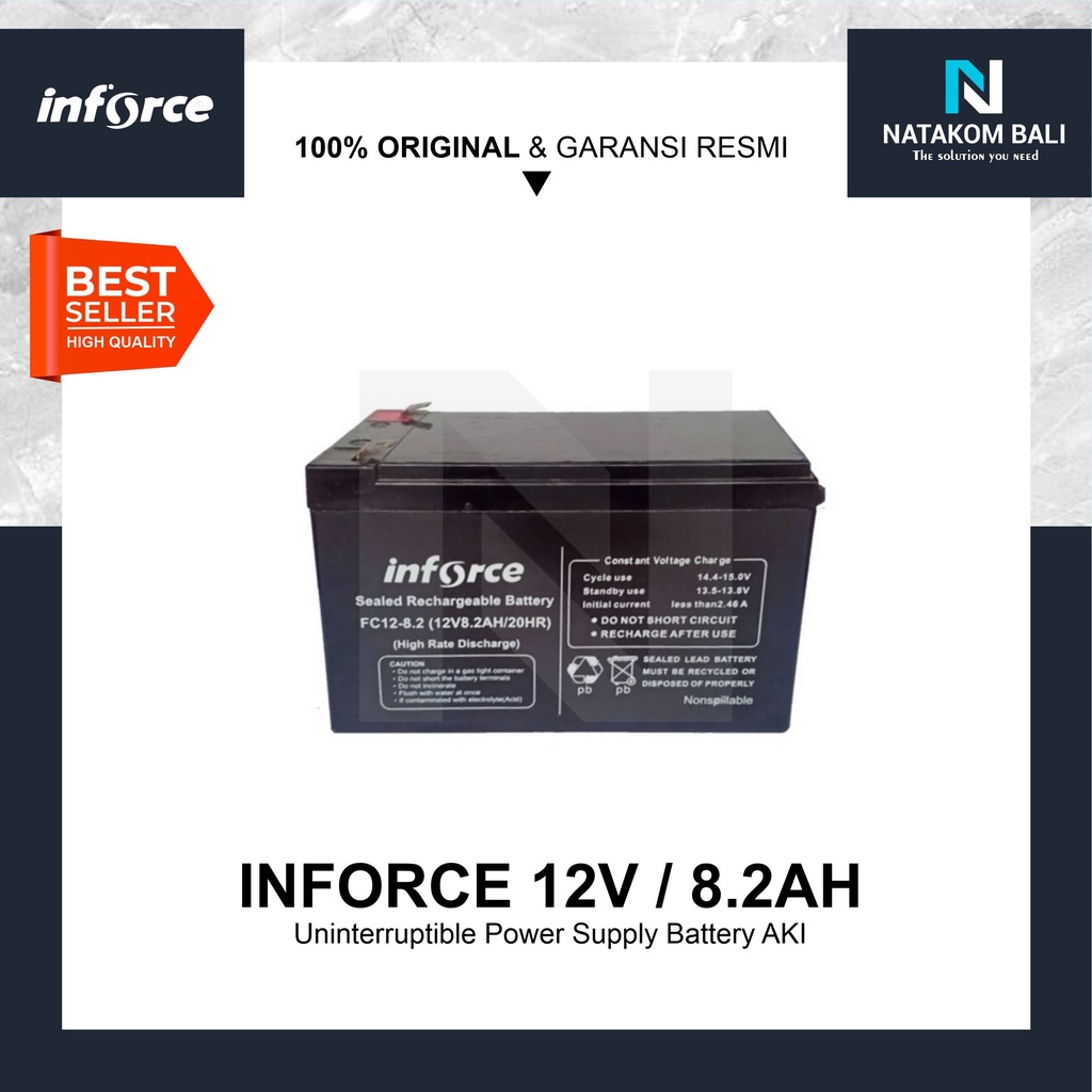 Jual BATTERY UPS INFORCE 12V / 8.2AH - BATERAI AKI UPS | Shopee Indonesia