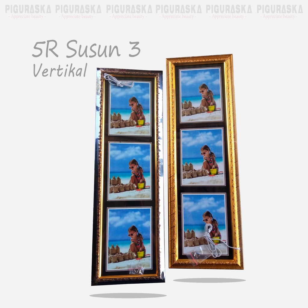 Jual Bingkai Foto 5R Susun Isi 3 Free Kayu Vertikal / Pigura Batik 5R ...