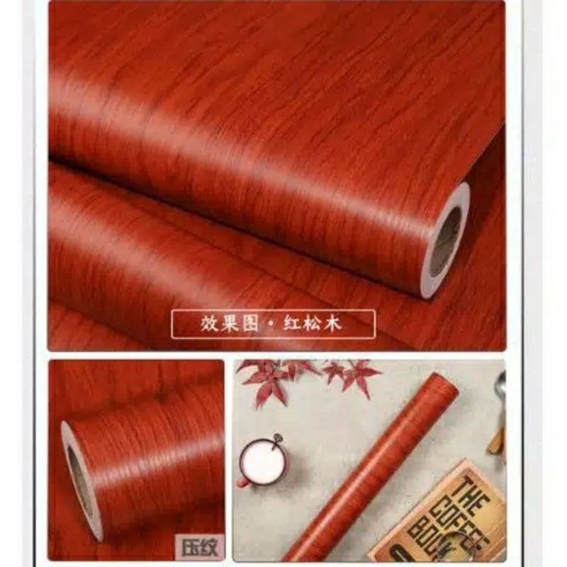 Jual Wallpapersticker Dinding Motif Kayu Coklat Gelap Ukuran Panjang 8