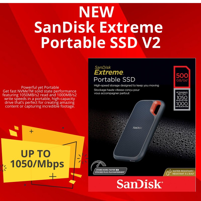 Jual Sandisk Extreme Portable Ssd V2 Ssd Eksternal Portable V2 500gb1050mbps Shopee Indonesia 3127