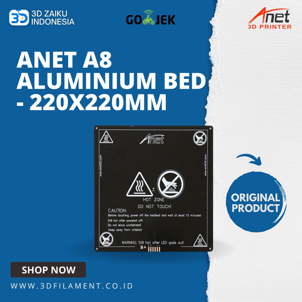 Jual Original Anet A8 Aluminium Heated Bed Hotbed Heatbed 220x220 mm ...