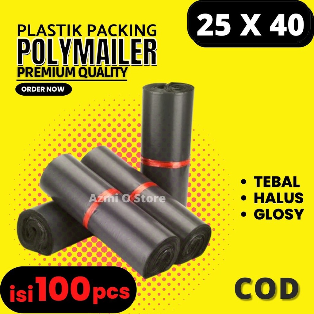 Jual Plastik Packing Polymailer Kemasan Plastik Olshop Hitam Tebal Ukuran 25x40 Isi 100 Pcs 2035