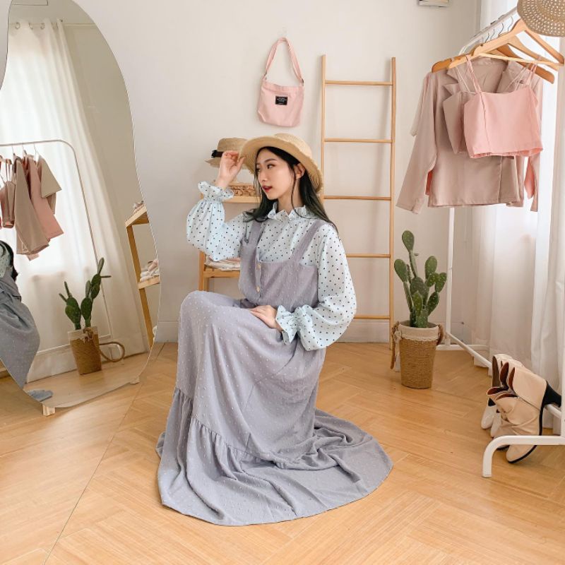 Jual Gamis Yuna Dress Kekinian Korean Style Gamis Cantik Kekinian Model