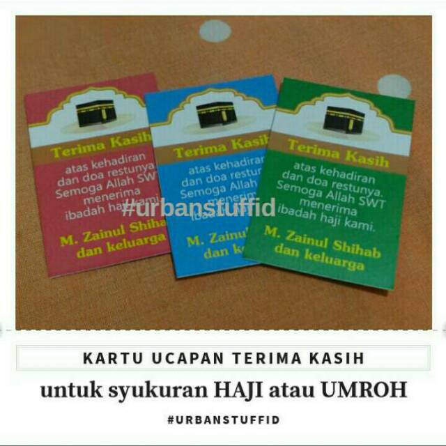 Jual Kartu Souvenir utk Oleh-Oleh Haji/ Umroh. Ucapan Terima Kasih