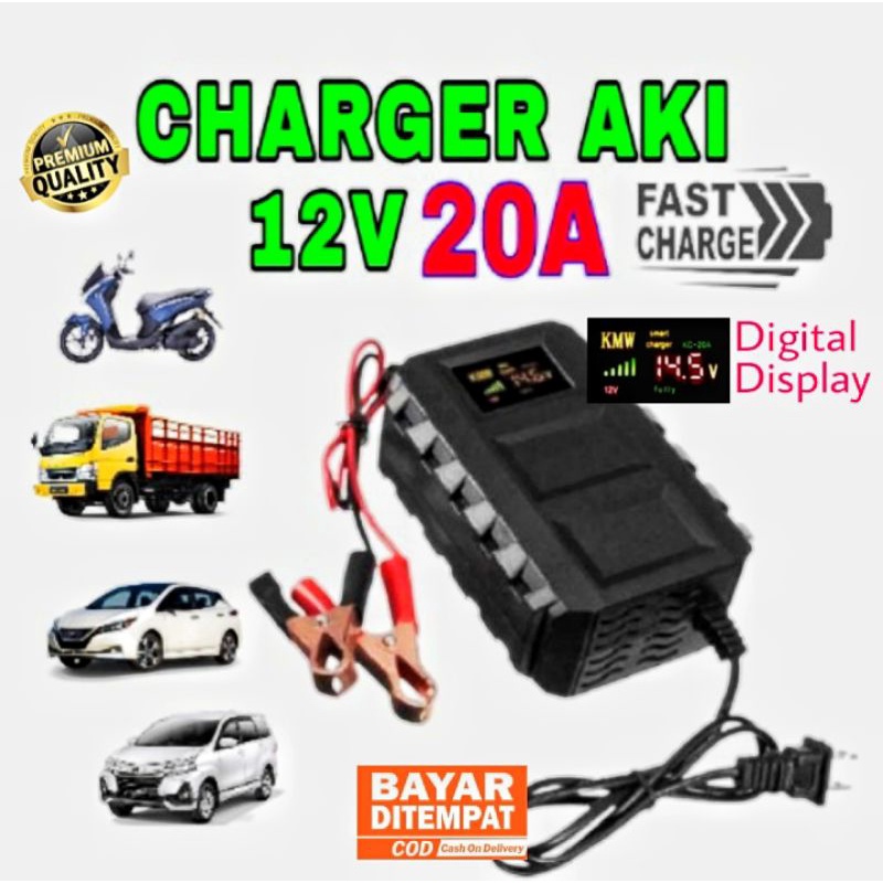 Jual Cas Aki Mobil Truk 12V 20A Otomatis / Smart Fast Charger Aki 12V