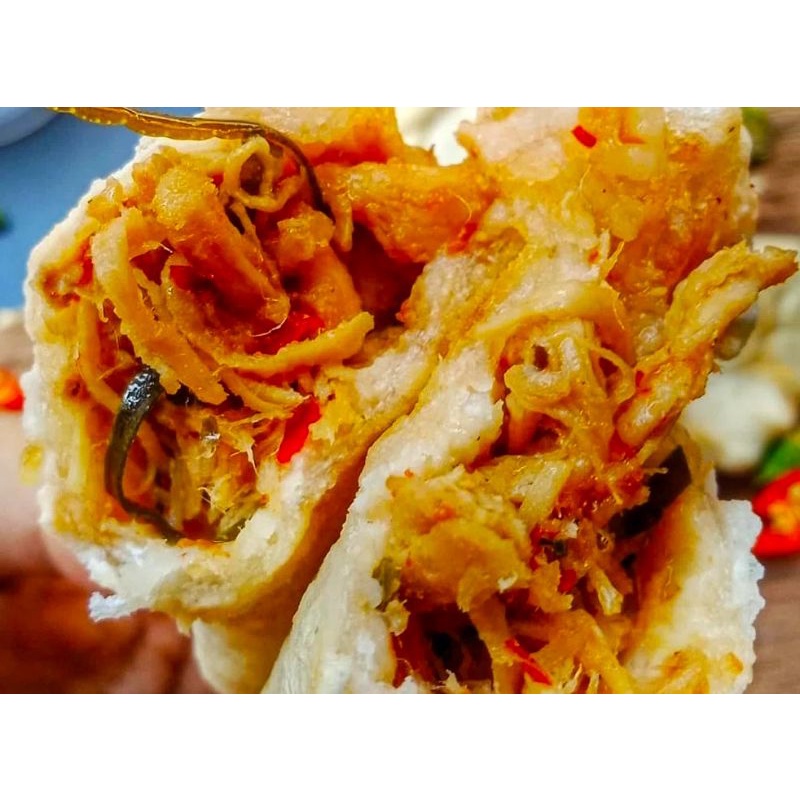 Jual Cireng Isi Ayam Suwir Brutal Pedas Gurih Extra Daun Kemangi Plus Bumbu Rujak Sudah Komplit