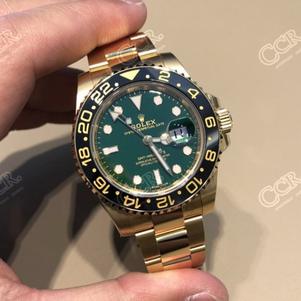 Jual Asli 100 Rolex Greenwich GMT 116718LN Gold Green Dial Swiss