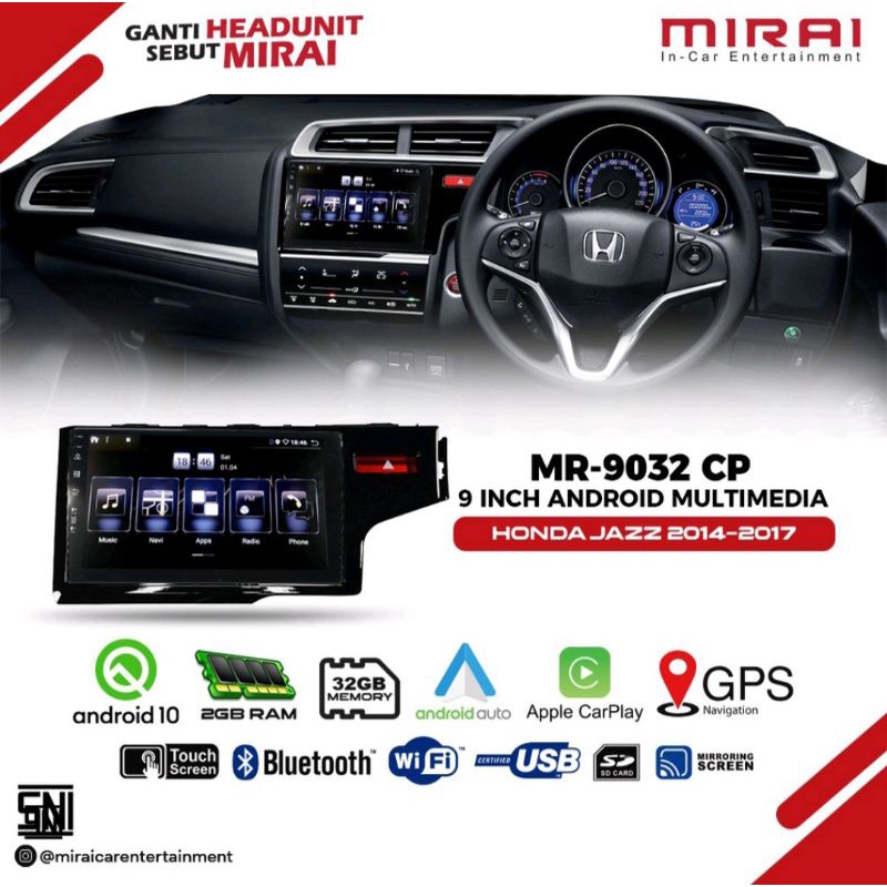 Jual Head unit Honda JAZZ GK5 20142018 Mirai 9032 VC ( Carplay
